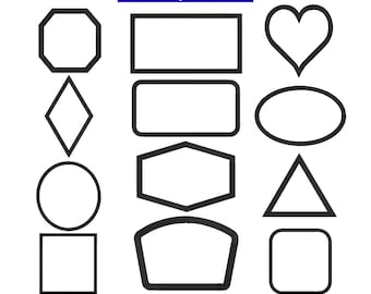 Shape Logo Frame Applique Embroidery Designs, 12 Shapes, 15 Sizes Each, Instant Download.