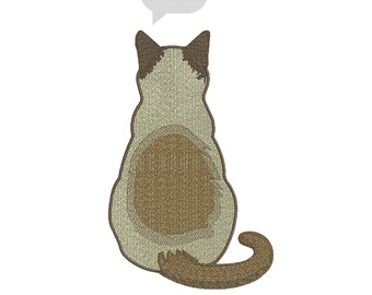 Cat Embroidery Design – Fill Stitch Cat Machine Embroidery Files, 3 Sizes Included, Instant Download