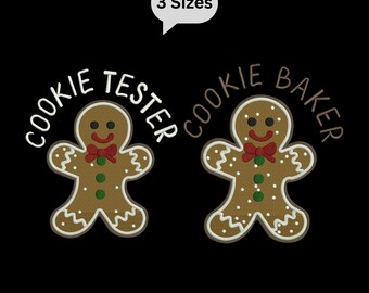 Gingerbread Cookie Tester and Baker Embroidery Designs, Christmas Machine Embroidery File,  Machine Embroidery, 3 Sizes, Instant download