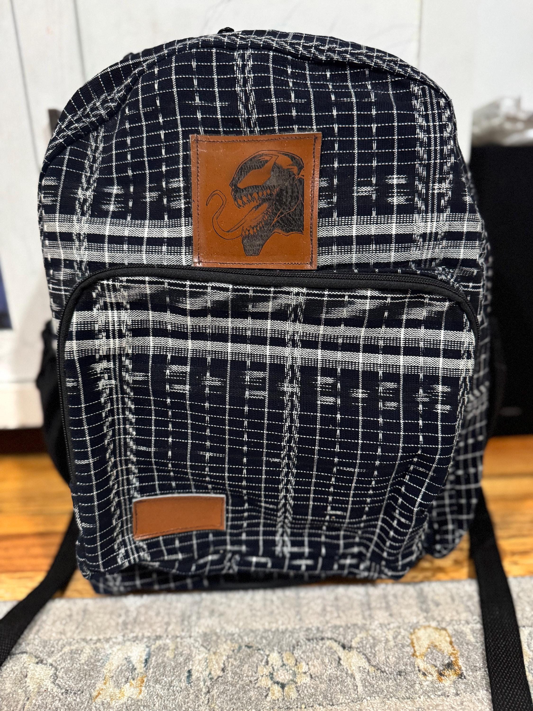 Authentic leather tooled Honduran souvenir backpack style crossbody purse Monserrat Hazelnut Engraved Leather Backpack | Mirasol  main image 3