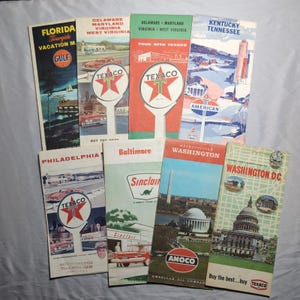 Vintage Lot Maps Texaco Sinclair Amoco Gulf American DC Philly Fl Md Va Wv Ky Tn