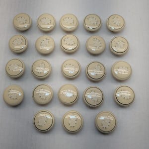 Vintage Ceramic Drawer Pulls Set of 18 Bisque Rose Floral Cabinet Knobs 1.5"