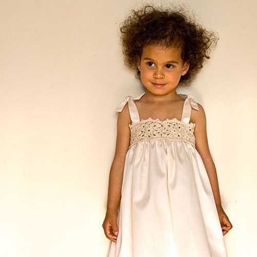 Lace Flower Girl Dress in White or Ivory for Beach Wedding. Etsy