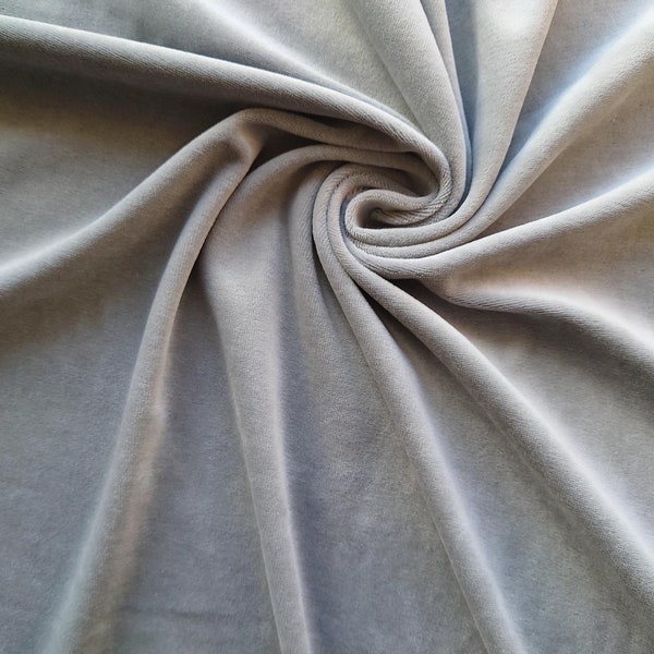 Velour gris clair en coton biologique. Tissu gris souris par 1/2 mètre (50 cm).