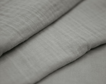 Grey organic double gauze fabric. Gray 100% organic cotton gauze by half meter.