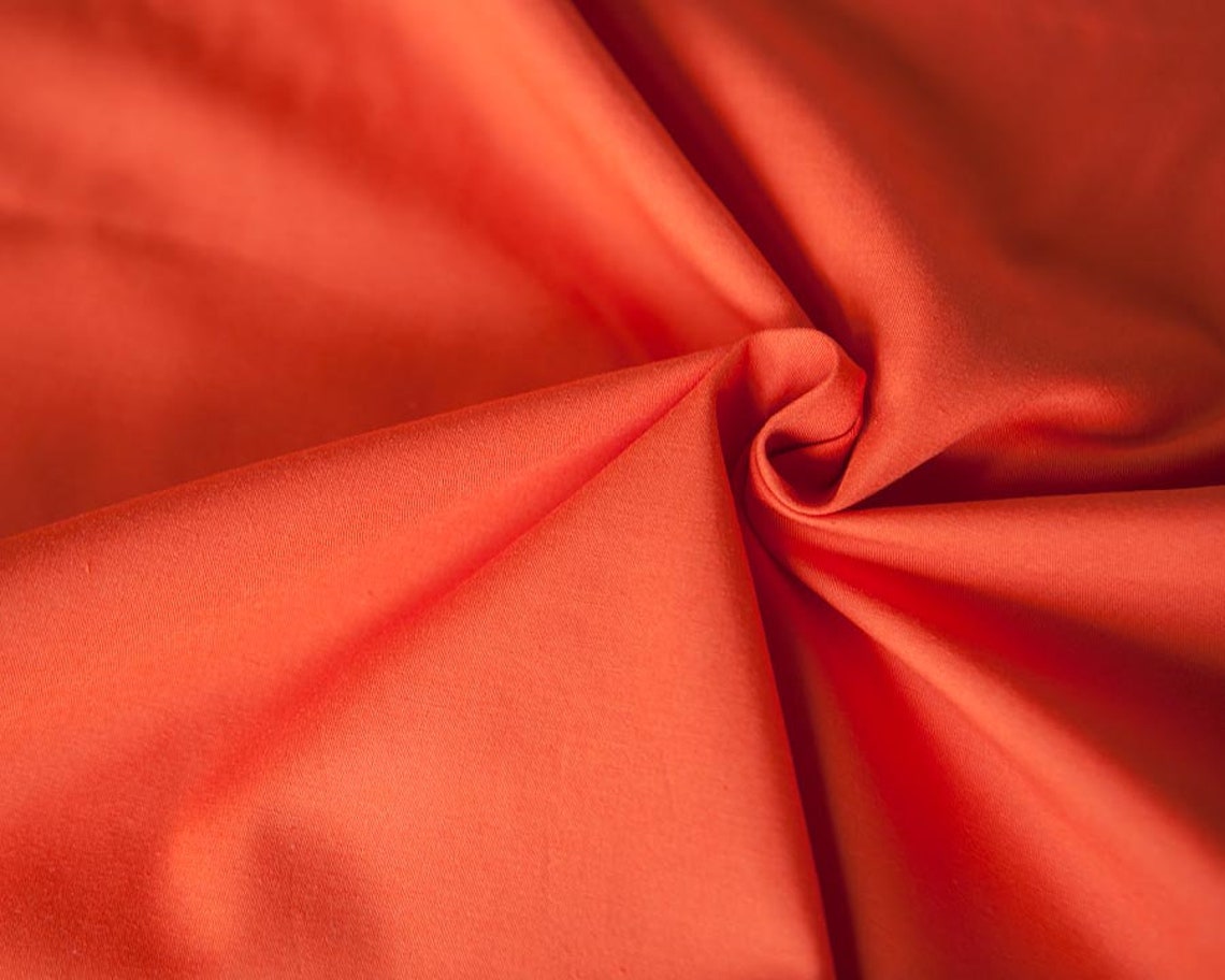 Orange Poplin Fabric in Organic Cotton. Organic Muslin Fabric Etsy