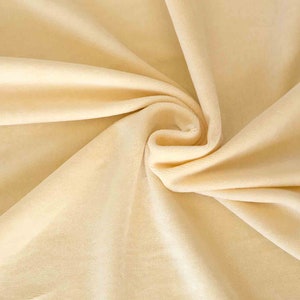 Cream velour fabric in organic cotton. Natural organic fabric by the 1/2 meter.
