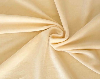 Cream velour fabric in organic cotton. Natural organic fabric by the 1/2 meter.