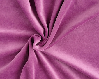 Purple velour fabric in organic cotton. Plum velour fabric by the 1/2 meter.