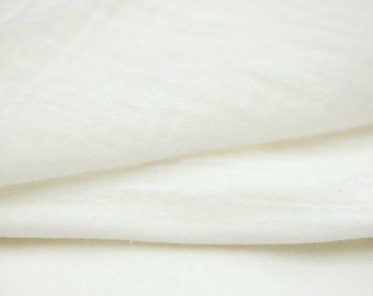 Organic double gauze fabric in white. 100% organic cotton gauze by half meter.