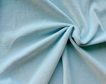 Ice Blue velour fabric in organic cotton. Organic light blue or baby blue fabric in blue by 1/2 cm.