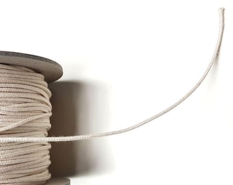 5 meters organic string 1.5mm or 2 mm in ecru by the meter. Organic cotton non-elastic cord, piping.