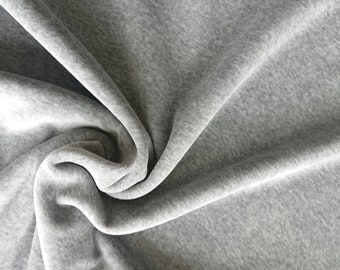 Grey melange velour fabric in organic cotton. Solid grey velour fabric by 1/2 the meter (50 cm).