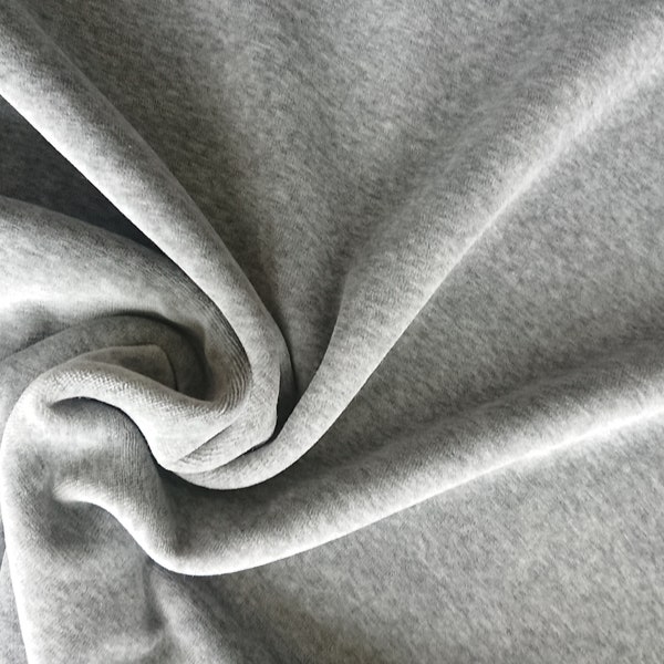 Velours gris chiné en coton biologique. Tissu gris souri par 1/2 mètre (50 cm).