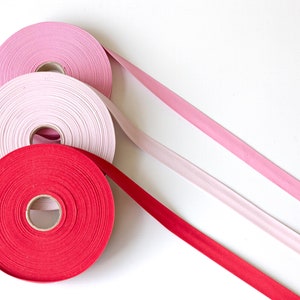 5 meters organic bias tape 2 cm in red, pink or light pink in organic cotton.