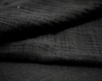 Organic double gauze fabric in black. 100% organic cotton gauze by half meter.