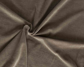 Taupe velour fabric in organic cotton. Light braun, solid braun velour fabric by 1/2 the meter (50 cm).