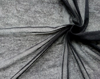 Black organic cotton tulle. Black cotton netting or mesh by the 1/2 meter (50 cm).