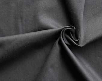 Black organic cotton sateen. 146g/m2. 100% Organic Certified Cotton GOTS. Soft organic cotton by 1/2 meter.
