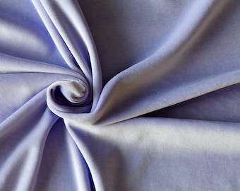 Lavender velour fabric in organic cotton. Solid pastel lilac velvet fabric by 1/2 the meter (50 cm).