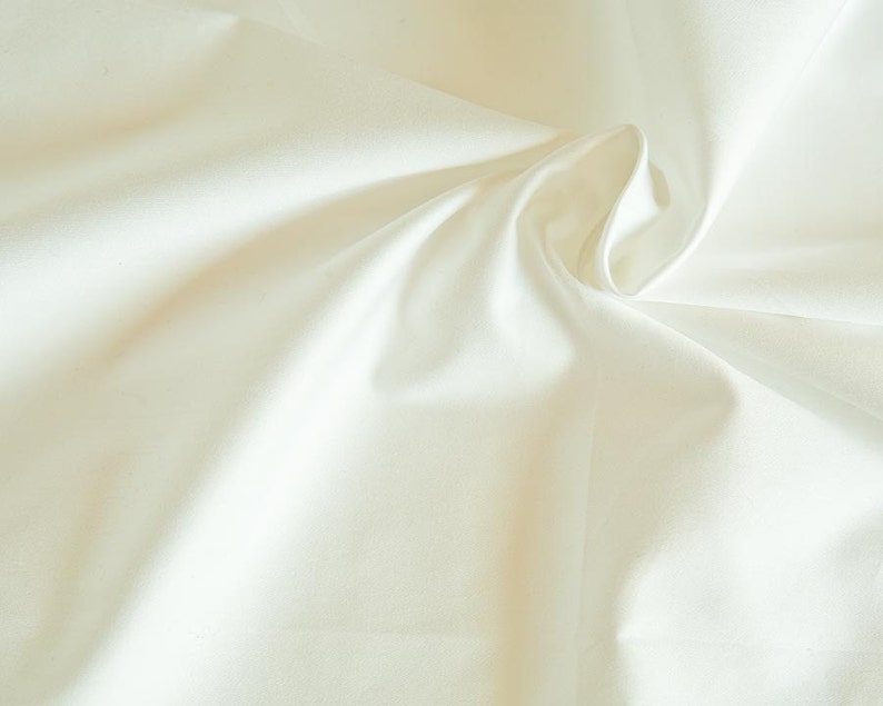 White organic cotton sateen. High thread count 100% Organic Fairtrade Certified Cotton GOTS. Wide width organic sheeting by 1/2 meter. image 1