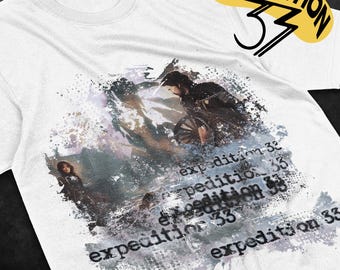エクスペディション33グッズ グランジTシャツ | ギュスターヴ＆ルーンのダメージ加工アニメTシャツ | ゲームファンのためのオベリスクシンボルダークスタイルシャツ
