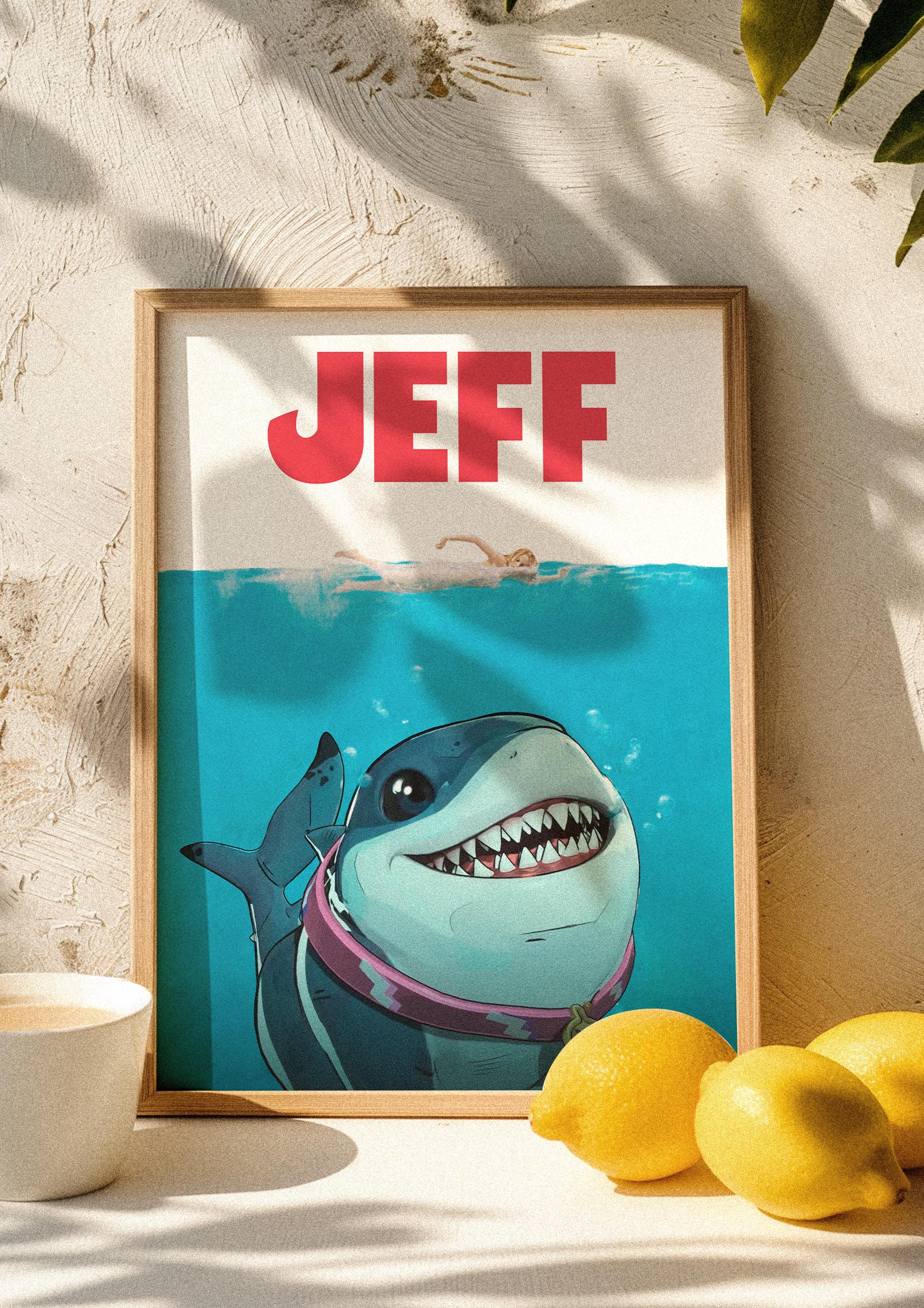 Jeff the Land Shark Poster | Cinematic Marvel Wall Art | Jaws
