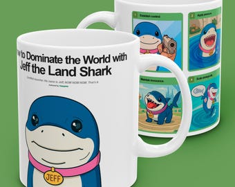 Mug Jeff le requin de terre : tasse à café amusante, cadeau pour joueur