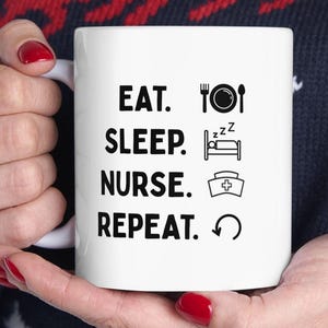 Keramische mok verpleegster cadeau - Eat Sleep Nurse Repeat Coffee Cup for Health Care Worker Appreciation, 11oz & 15oz