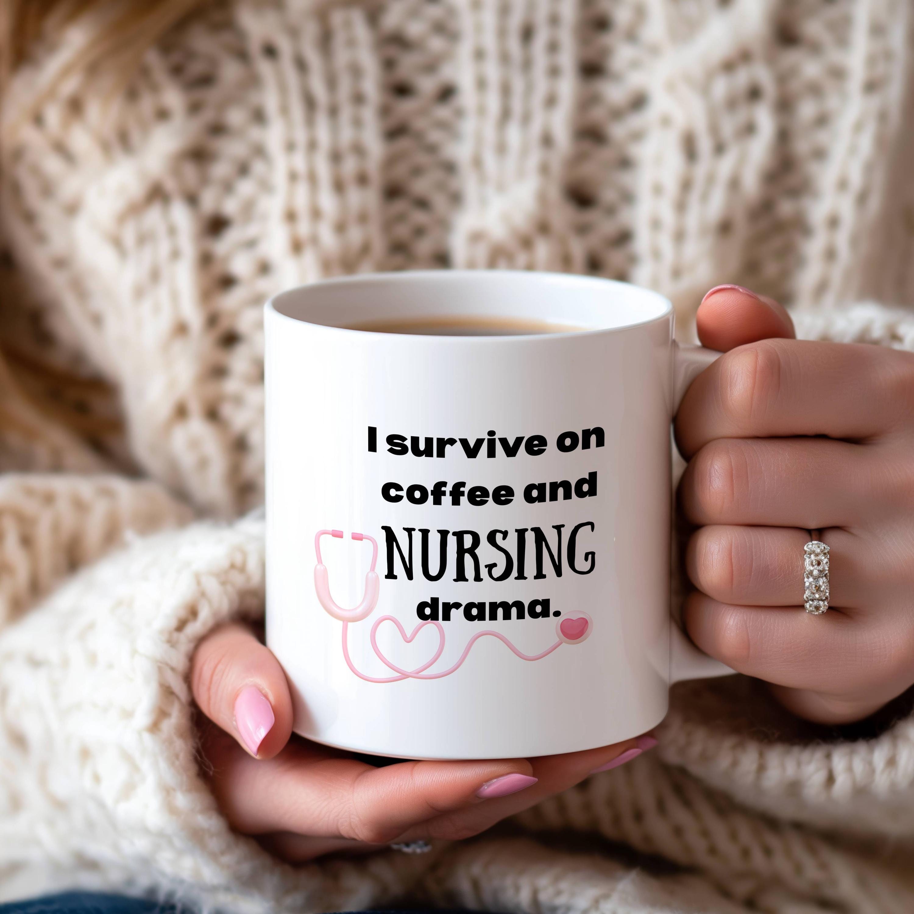 Tasse Humour Infirmière - Étiquette "valeur Nutritive" & Bâillon Allaitement - Cadeau Marrant - Neuf