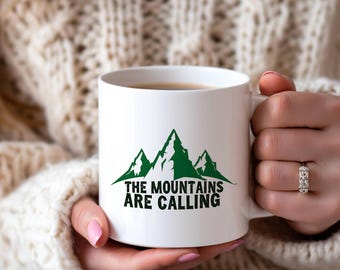 The Mountains Are Calling Coffee Cup | Outdoor Adventure Mug | Hiking & Camping Gift for Hikers, Travel Coffee Mug