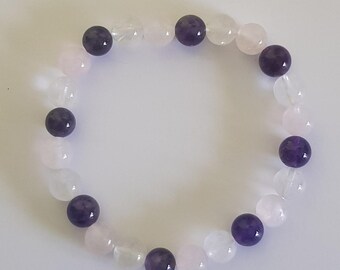 Amethyst-Rock Crystal Stone Bracelets