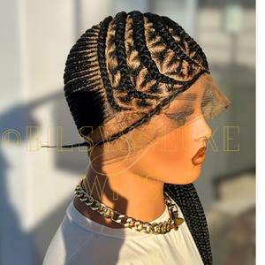 Braided wigs handmade full lace braided wigs Cornrow braided wig for black women, box braids, knotless Natural Hairline lemonade braids