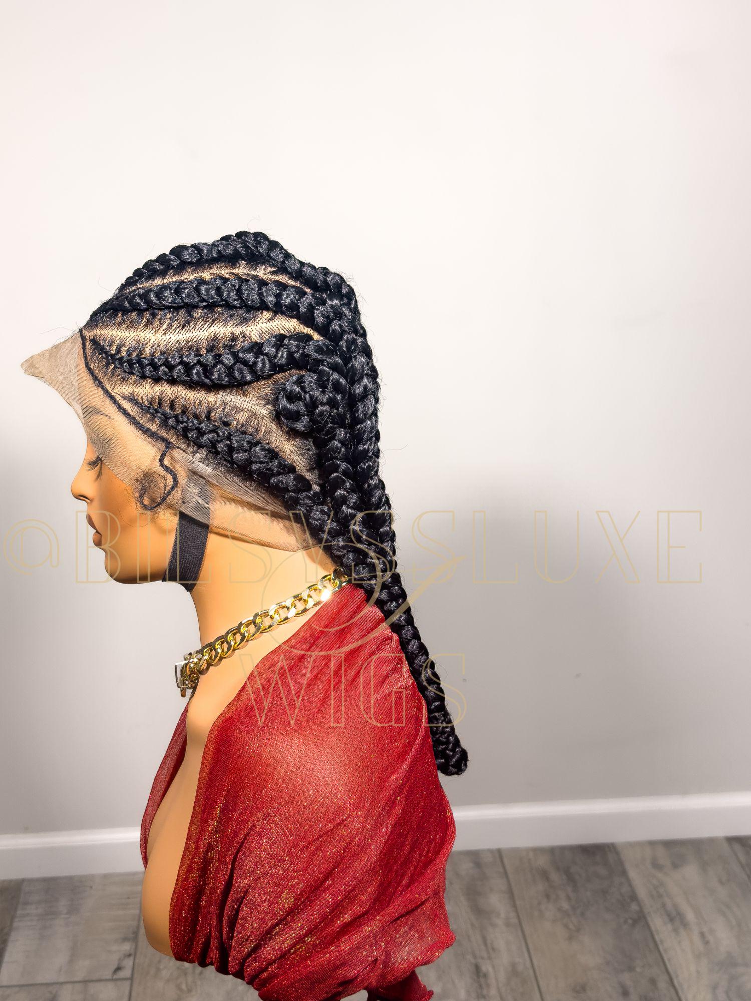 Stitch Cornrow Braided Wig 16 Inch Full Lace Glueless Cornrow Wig With ...