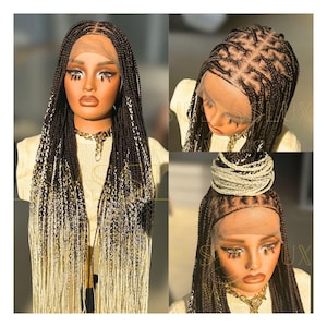 Knotless Box Braids Full Lace glueless braided Wig Cornrow Braids Wig for Black Women wigs  boho braided wigs for black women