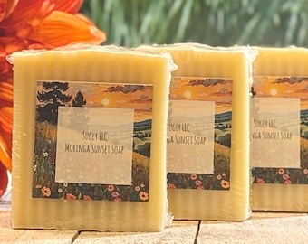 Moringa Sunset – Tea Tree Essential Oil Handmade Soap with Moringa & Shea Butter 4oz