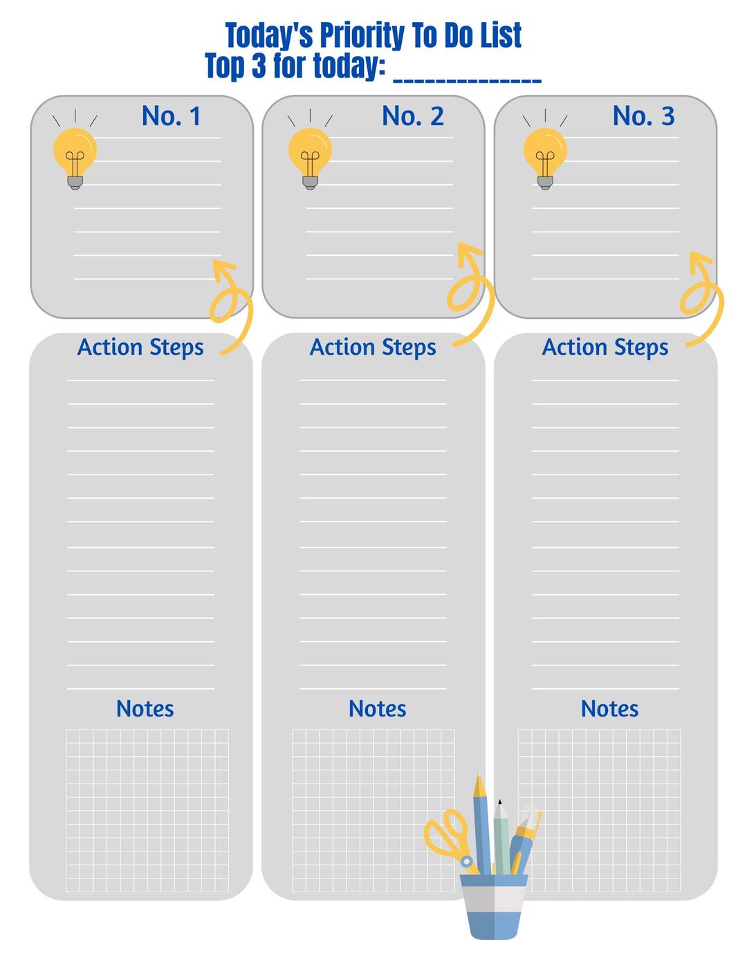 Digital Planner Page Top 3 Priority Planner Page, Priority Project ...