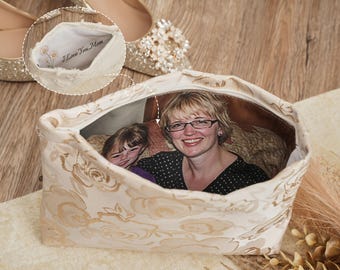 Borsa da sposa personalizzata, borsa con fodera fotografica, regalo per la madre dello sposo, regalo per la mamma