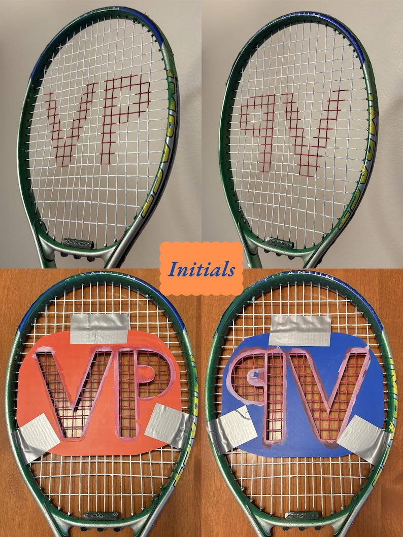 Tennis Racquet Stencil - Customizable | Custom Tennis String Stencil | Personalized Racket Logo Custom - Initials
