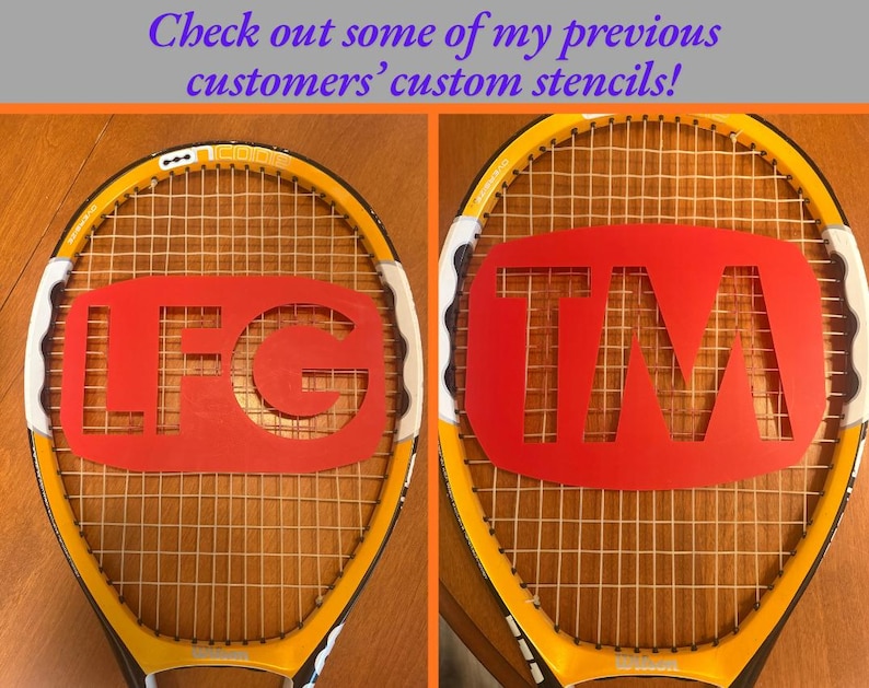 Tennis Racquet Stencil - Customizable | Custom Tennis String Stencil | Personalized Racket Logo image 17
