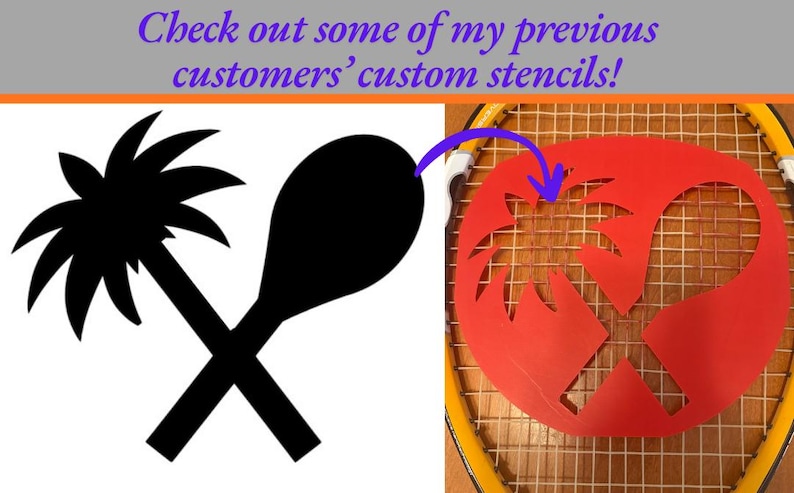 Tennis Racquet Stencil - Customizable | Custom Tennis String Stencil | Personalized Racket Logo image 14
