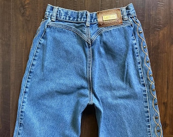 Vintage 90er Jahre Lawman High Waisted Western Jeans Rodeo Cowgirl 23 24 XS