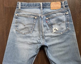 VTG 80s Levi 501 0000 Jeans 29x30 Thrashed Whiskered Mens Unisex USA Cotton WPL