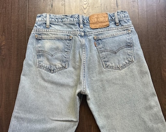 Jeansy Vintage Levi 505 0214 z lat 80., pomarańczowe, z zapięciem na suwak, 31x31, męskie, unisex, USA, bawełniane
