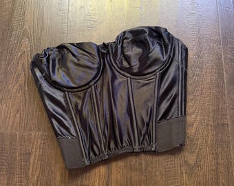 Vintage Y2K Victoria's Secret Bustier Corset Bra Top 34A Black Satin