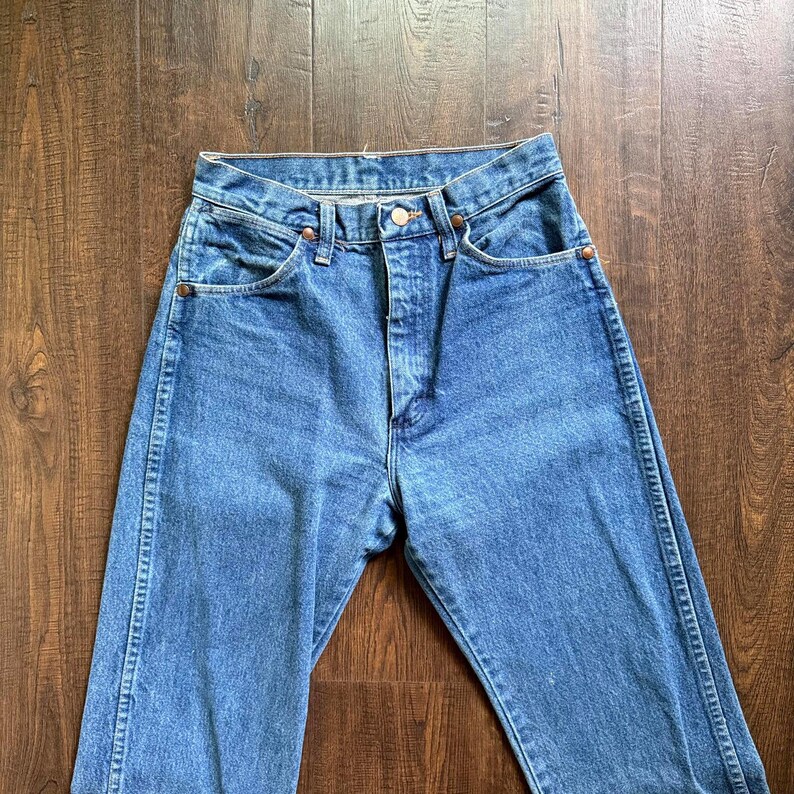Vintage Wrangler Western Hi Waist Jeans Sz 3 25x35 Red Tab Rodeo Cowgirl image 2