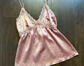 Vintage Y2k Engel Baby Rosa Dessous Cami Forever 21 Spitze Satin Babydoll M