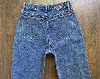 Vintage 90-tals western jeans 24x33 hög midjad rodeo cowboy cowgirl hippie