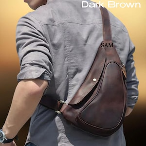 Leather Crossbody Bag, Messenger bag,Leather Chest Bag, Sling bag,  Sling bag for men, Personalized Travel bag, Gift for Him nad her