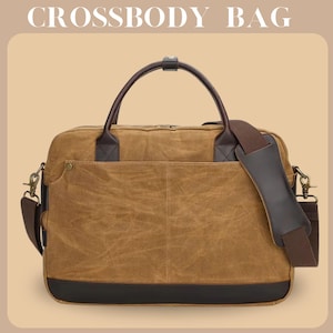 Waxed Canvas  briefcase bag Messenger Bag Men Satchel Briefcase Crossbody Bag Canvas Shoulder Bag Laptop Bag Groomsmen Gifts Cross body bag